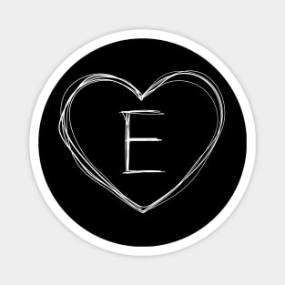 Letter E with heart frame in lineart style Magnet